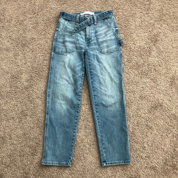 Signature Levi Strauss Utility Belted Slim Crop Denim Jeans Womens W25 - Picture 1 of 11